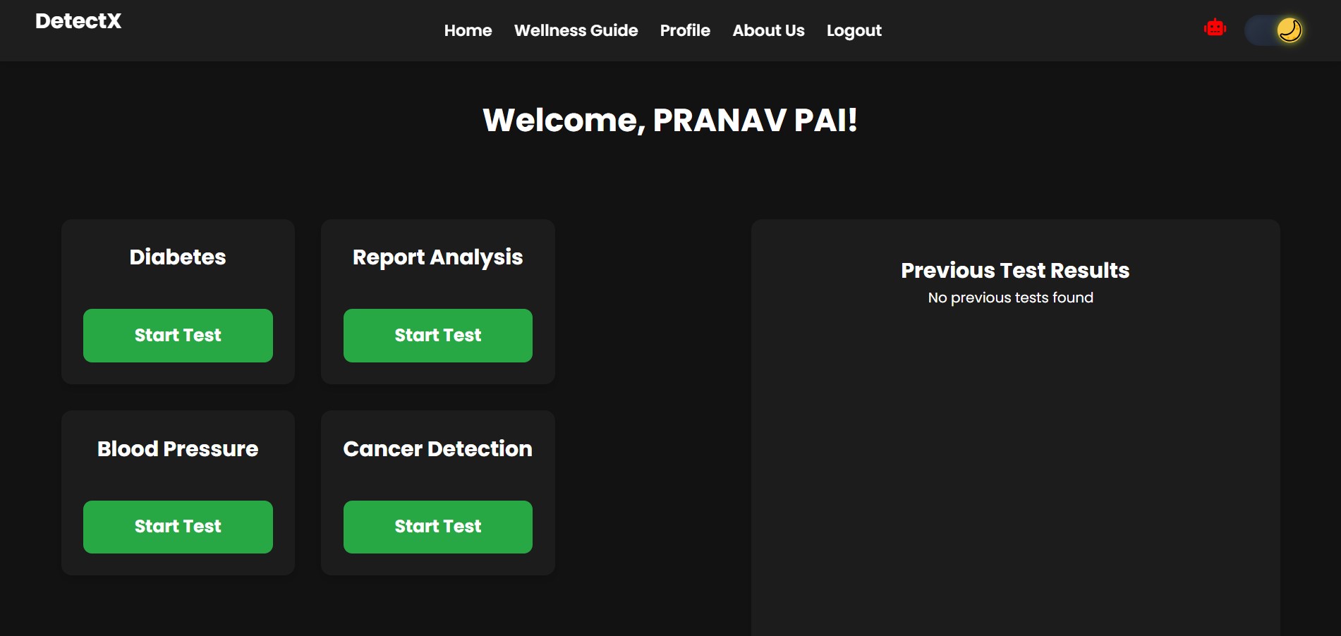 DetectX - AI Powered Health Website